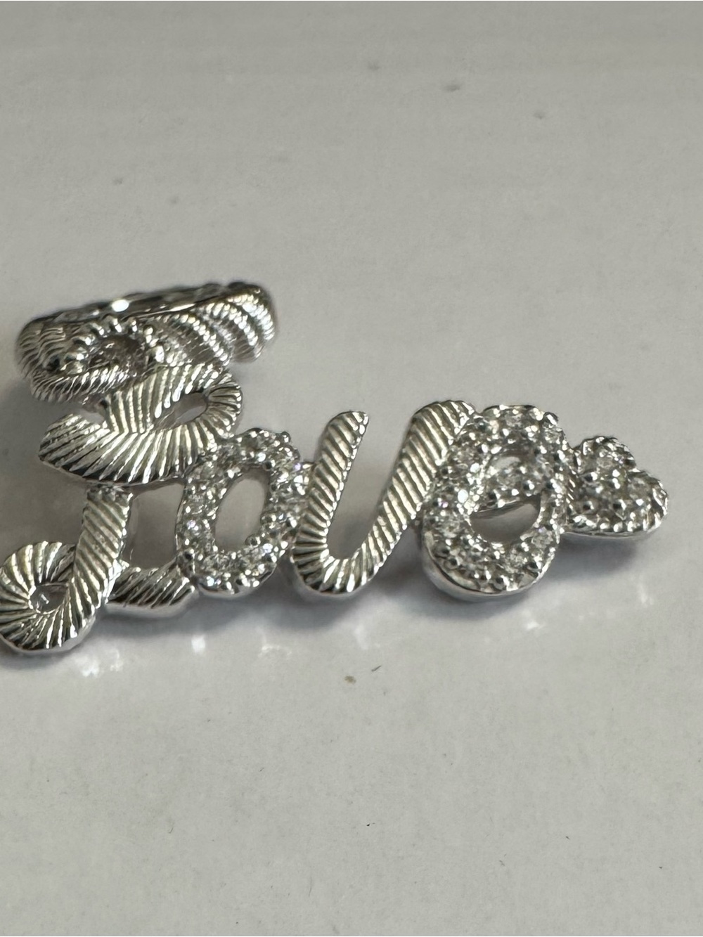 Judith Ripka 925 Silver 'Love' Script Charm Pendant - Picture 3 of 5